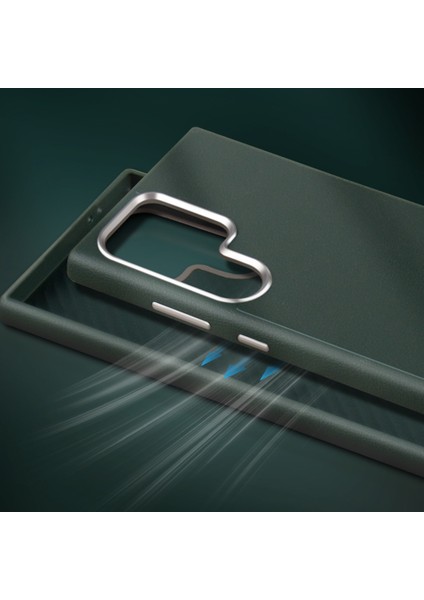 X-Level Samsung Galaxy S25 Ultra Kılıf Pu Deri Sert Pc Arka Telefon Kapağı-Yeşil (Yurt Dışından)