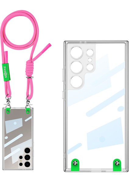 Gkk Samsung Galaxy S24 Ultra Kılıf Anti-Drop Pc+Tpu Omuz Askılı Şeffaf Telefon Kılıfı-Pembe (Yurt Dışından)