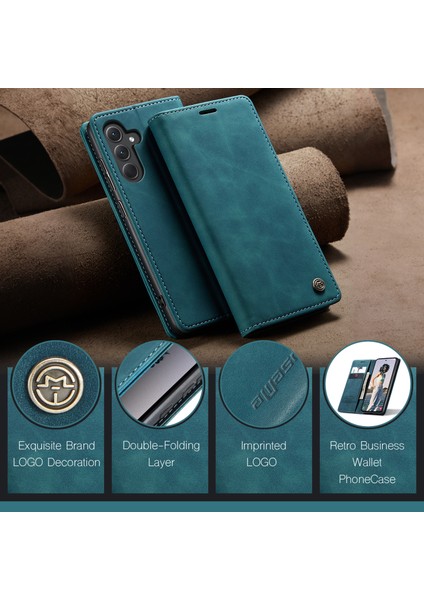 Samsung Galaxy A56 5g Kılıf Caseme 013 Serisi Kart Tutucu Standlı Deri Telefon Kapağı-Mavi (Yurt Dışından)