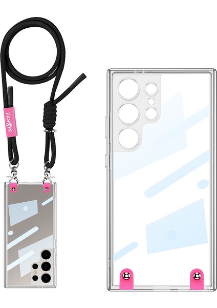 Gkk Samsung Galaxy S24 Ultra Kılıf Anti-Drop Pc+Tpu Omuz Askılı Şeffaf Telefon Kılıfı-Siyah (Yurt Dışından)