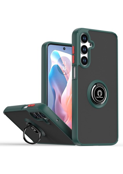 Samsung Galaxy A26 5g Kılıf Pc+Tpu Halka Kickstand Anti Drop Telefon Arka Kapak-Siyahımsı Yeşil/kırmızı (Yurt Dışından)