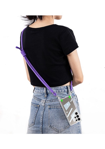 Gkk Samsung Galaxy S24 Ultra Kılıf Anti-Drop Pc+Tpu Şeffaf Telefon Kılıfı Omuz Askılı-Mor (Yurt Dışından) modelleri