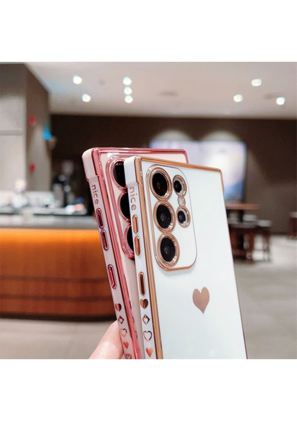 Samsung Galaxy S25 Ultra Kılıf Tpu Telefon Arka Kapak Galvanik Kalp Desenli-Kahverengi (Yurt Dışından) fiyatları