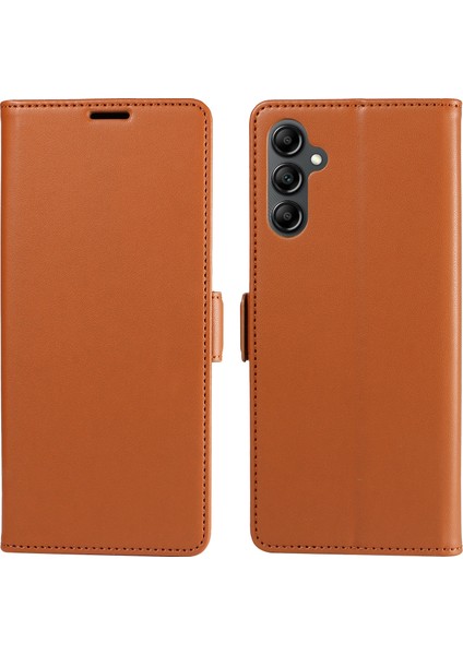 Samsung Galaxy A55 5g Kılıf Yan Manyetik Toka Rfıd Engelleme Deri Telefon Cüzdan Kapağı-Kahverengi (Yurt Dışından)
