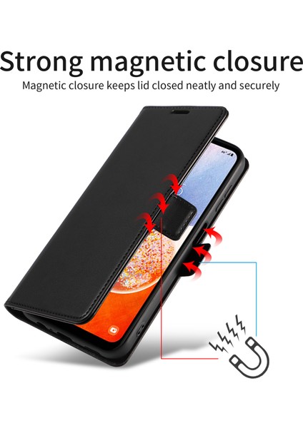 Samsung Galaxy A55 5g Kılıf Yan Manyetik Toka Rfıd Engelleme Deri Telefon Cüzdan Kapağı-Kahverengi (Yurt Dışından)