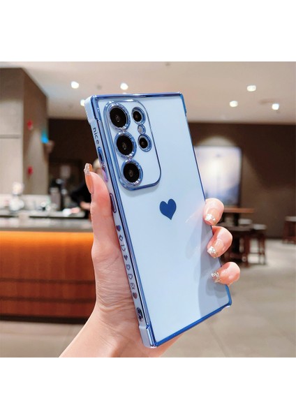 Samsung Galaxy S25 Ultra Kılıf Tpu Telefon Arka Kapak Galvanik Kalp Desenli-Mavi (Yurt Dışından) fırsatları