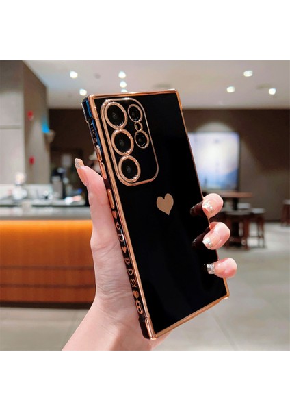 Samsung Galaxy S25 Ultra Kılıf Tpu Telefon Arka Kapak Galvanik Kalp Desenli-Siyah (Yurt Dışından) indirimleri