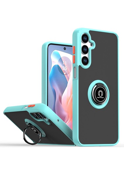 Samsung Galaxy S25 Kılıf Pc+Tpu Halka Kickstand Anti Drop Telefon Arka Kapak-Gökyüzü Mavi/turuncu (Yurt Dışından)