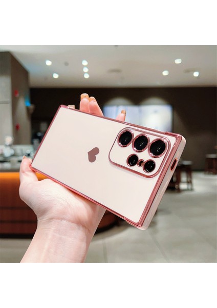 Samsung Galaxy S24 Ultra Kılıf Tpu Telefon Arka Kapak Galvanik Kalp Desenli-Gül Pembe (Yurt Dışından) modelleri