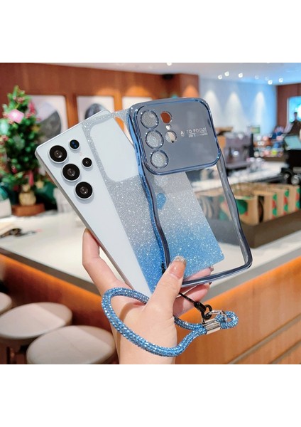 Samsung Galaxy S24 Ultra Için Kılıf Askılı Elektro Kaplama Tpu Telefon Kapağı Aşk Kalp Gradyan Glitter-Gümüş (Yurt Dışından) fiyatları