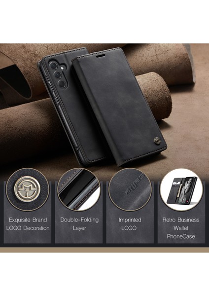 Samsung Galaxy A56 5g Kılıf Caseme 013 Serisi Kartlıklı Standlı Deri Telefon Kapağı-Siyah (Yurt Dışından)