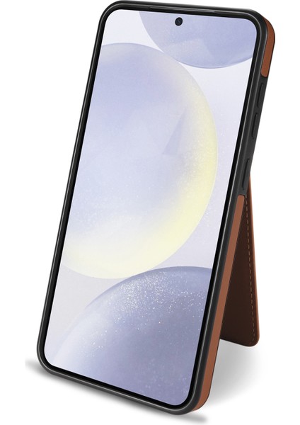 Samsung Galaxy A55 5g Kılıf Magsafe ile Uyumlu Çıkarılabilir Kart Tutucu Kickstand Deri Telefon Arka Kapak-Kahverengi (Yurt Dışından)