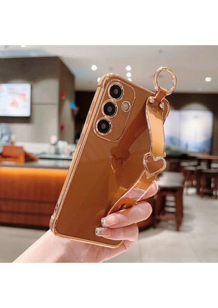 Samsung Galaxy A55 5g Kılıf Elektroliz Kalp Desenli Tpu Telefon Arka Kapak Bileklik Kickstand-Kahverengi (Yurt Dışından) indirimleri
