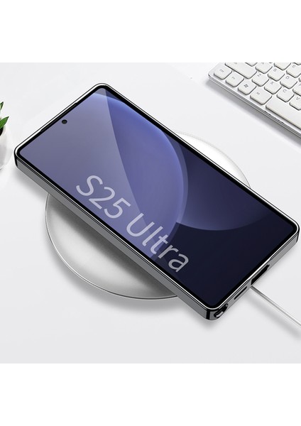 Gkk Samsung Galaxy S25 Ultra Kılıf Elektroliz Pc Tpu Pu Deri Telefon Kapağı Ahşap Tahıl-Gri (Yurt Dışından)