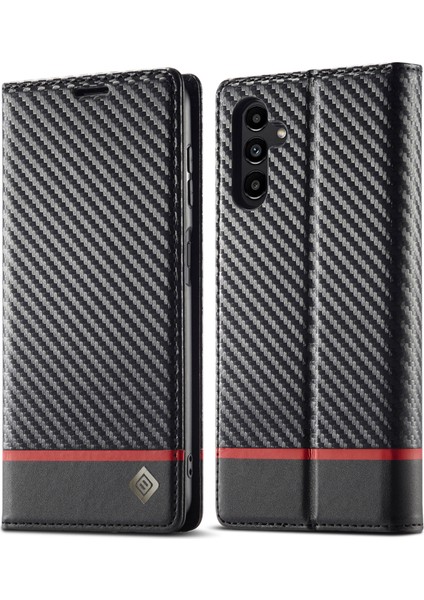 Lc.ımeeke Samsung Galaxy A26 5g Kılıf Karbon Fiber Doku Telefon Kapak Standı Kart Tutucu-Yatay Şerit (Yurt Dışından)