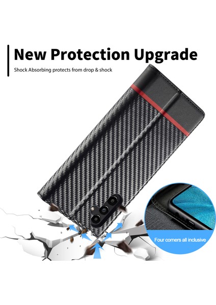 Lc.ımeeke Samsung Galaxy A26 5g Kılıf Karbon Fiber Doku Telefon Kapak Standı Kart Tutucu-Yatay Şerit (Yurt Dışından) modelleri