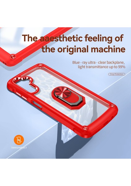 Samsung Galaxy A36 5g Kılıf Alaşım Lens Çerçevesi Pc+Tpu Kickstand Telefon Arka Kapak-Kırmızı (Yurt Dışından) modelleri