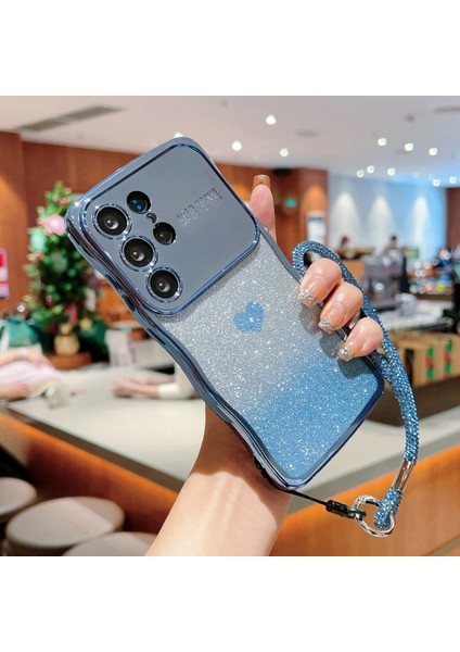 Samsung Galaxy S24 Ultra Için Kılıf Askılı Elektro Kaplama Tpu Telefon Kapağı Aşk Kalp Degrade Parıltılı Mavi (Yurt Dışından) fiyatları