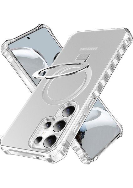 Samsung Galaxy S25 Ultra Kılıf Magsafe Buzlu Anti-Drop Pc+Tpu Telefon Kapağı-Gri ile Uyumlu Küçük Dalgalı Kenar (Yurt Dışından)