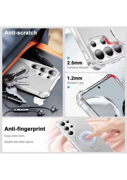 Samsung Galaxy S25 Ultra Kılıf Magsafe Buzlu Anti-Drop Pc+Tpu Telefon Kapağı-Gri ile Uyumlu Küçük Dalgalı Kenar (Yurt Dışından) fırsatları