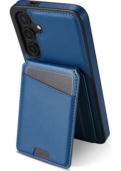 Samsung Galaxy A55 5g Kılıf Magsafe ile Uyumlu Çıkarılabilir Kart Tutucu Kickstand Deri Telefon Arka Kapak-Mavi (Yurt Dışından)
