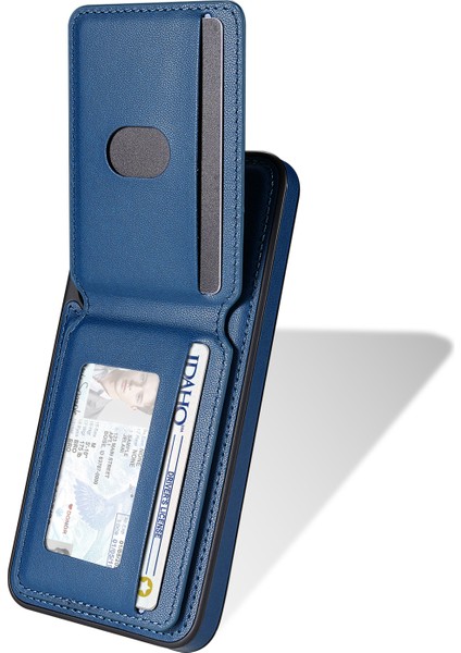 Samsung Galaxy A55 5g Kılıf Magsafe ile Uyumlu Çıkarılabilir Kart Tutucu Kickstand Deri Telefon Arka Kapak-Mavi (Yurt Dışından)