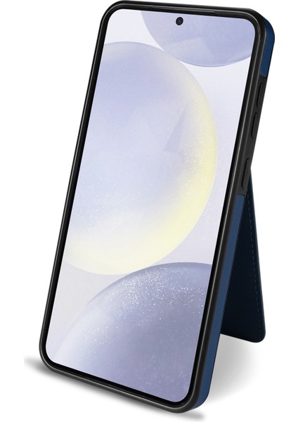 Samsung Galaxy A55 5g Kılıf Magsafe ile Uyumlu Çıkarılabilir Kart Tutucu Kickstand Deri Telefon Arka Kapak-Mavi (Yurt Dışından)