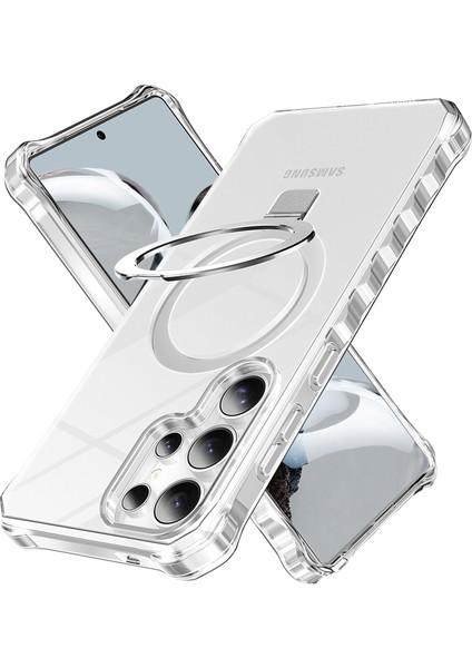 Samsung Galaxy S25 Ultra Kılıf Magsafe Buzlu Anti-Drop Pc+Tpu Telefon Kapağı-Şeffaf ile Uyumlu Küçük Dalgalı Kenar (Yurt Dışından)