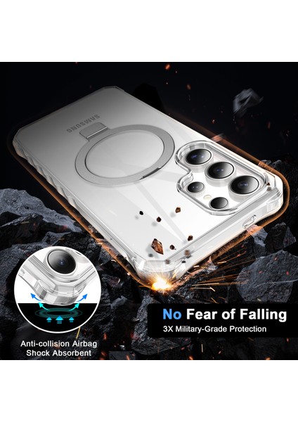 Samsung Galaxy S25 Ultra Kılıf Magsafe Buzlu Anti-Drop Pc+Tpu Telefon Kapağı-Şeffaf ile Uyumlu Küçük Dalgalı Kenar (Yurt Dışından) modelleri