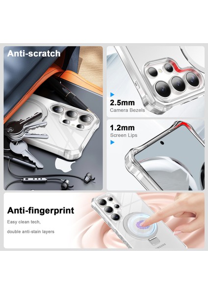 Samsung Galaxy S25 Ultra Kılıf Magsafe Buzlu Anti-Drop Pc+Tpu Telefon Kapağı-Şeffaf ile Uyumlu Küçük Dalgalı Kenar (Yurt Dışından) fırsatları