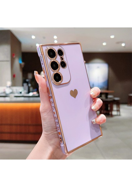Samsung Galaxy S25 Ultra Kılıf Tpu Telefon Arka Kapak Galvanik Kalp Desenli-Mor (Yurt Dışından) indirimleri