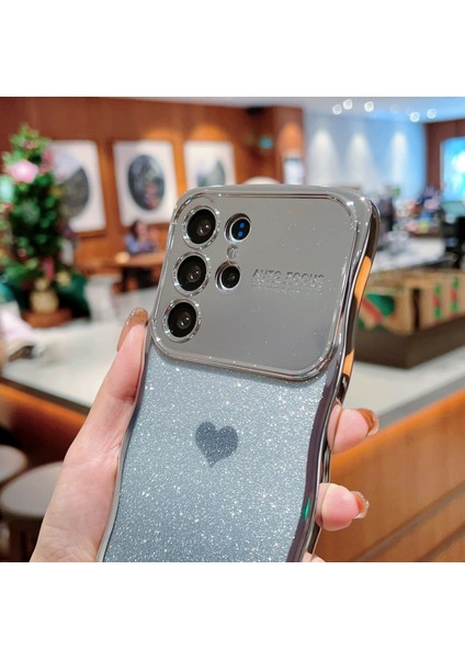 Samsung Galaxy S24 Ultra Için Kılıf Askılı Elektro Kaplama Tpu Telefon Kapağı Aşk Kalp Gradyan Parıltılı-Siyah (Yurt Dışından) fırsatları