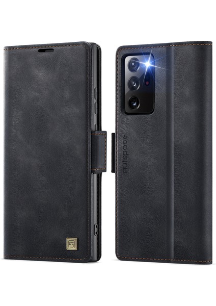 Samsung Galaxy NOTE20 Ultra Kılıf Autspace A11 Rfıd Engelleme Retro Deri Cep Telefonu Cüzdan Kapak-Siyah (Yurt Dışından)