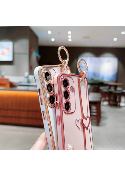 Samsung Galaxy A55 5g Kılıf Elektroliz Kalp Desenli Tpu Telefon Arka Kapak Bileklik Kickstand-Pembe (Yurt Dışından) indirimleri
