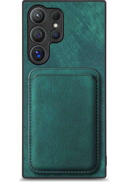 Samsung Galaxy S25 Ultra Kılıf Çıkarılabilir Kart Yuvalı Retro Deri Tpu Telefon Arka Kapak-Yeşil (Yurt Dışından)