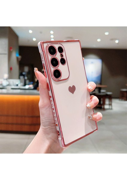 Samsung Galaxy S25 Ultra Kılıf Tpu Telefon Arka Kapak Galvanik Kalp Desenli-Gül Pembe (Yurt Dışından) fiyatları