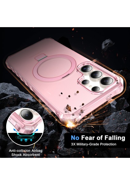 Samsung Galaxy S25 Ultra Kılıf Magsafe Buzlu Anti-Drop Pc+Tpu Telefon Kapağı-Pembe ile Uyumlu Küçük Dalgalı Kenar (Yurt Dışından) modelleri
