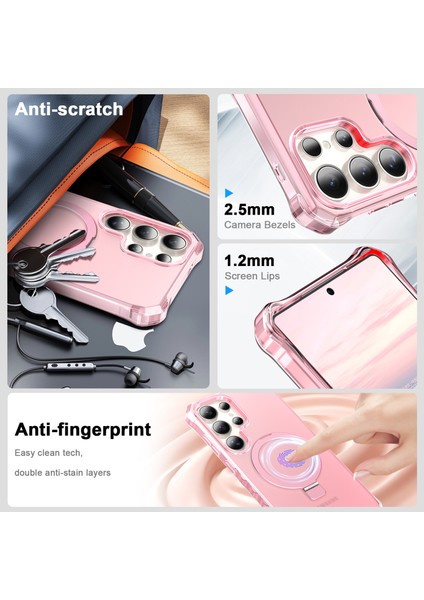 Samsung Galaxy S25 Ultra Kılıf Magsafe Buzlu Anti-Drop Pc+Tpu Telefon Kapağı-Pembe ile Uyumlu Küçük Dalgalı Kenar (Yurt Dışından) fırsatları