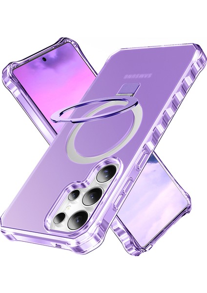 Samsung Galaxy S25 Ultra Kılıf Magsafe Buzlu Anti-Drop Pc+Tpu Telefon Kapağı-Mor ile Uyumlu Küçük Dalgalı Kenar (Yurt Dışından)