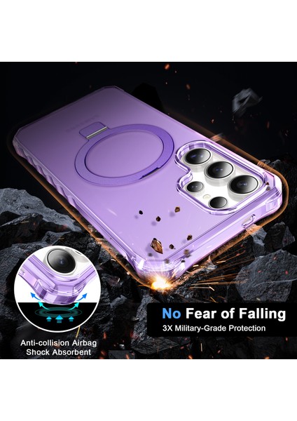 Samsung Galaxy S25 Ultra Kılıf Magsafe Buzlu Anti-Drop Pc+Tpu Telefon Kapağı-Mor ile Uyumlu Küçük Dalgalı Kenar (Yurt Dışından) modelleri
