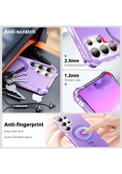 Samsung Galaxy S25 Ultra Kılıf Magsafe Buzlu Anti-Drop Pc+Tpu Telefon Kapağı-Mor ile Uyumlu Küçük Dalgalı Kenar (Yurt Dışından) fırsatları