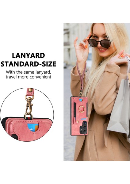 Samsung Galaxy S25 Ultra Retro Pu Deri Arka Kapak Rfıd Engellemeli Kart Tutucu-Pembe (Yurt Dışından)