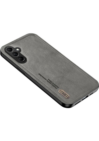 Samsung Galaxy A56 5g Kılıf Retro Doku Mat Tpu+Pu Deri Arka Kapak Desteği Manyetik Araç Tutucu-Gri (Yurt Dışından)