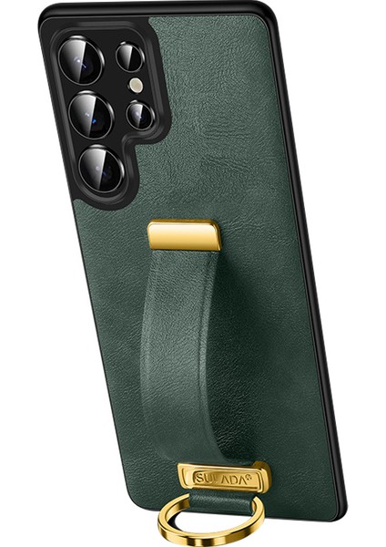 Sulada Moda Serisi Samsung Galaxy S25 Ultra Kılıf Bileklik Kickstand Deri Arka Telefon Kapağı-Yeşil (Yurt Dışından)