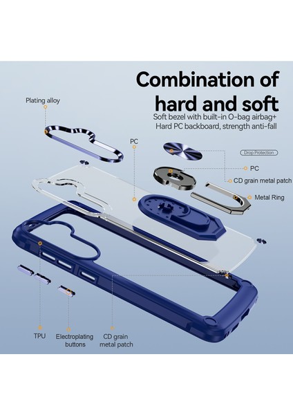 Samsung Galaxy S24 Fe Kılıf Alaşım Lens Çerçevesi Pc+Tpu Kickstand Telefon Arka Kapak-Mavi (Yurt Dışından) fırsatları