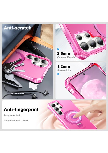 Samsung Galaxy S25 Ultra Kılıf Magsafe Buzlu Anti-Drop Pc + Tpu Telefon Kapağı-Gül ile Uyumlu Küçük Dalgalı Kenar (Yurt Dışından) fırsatları