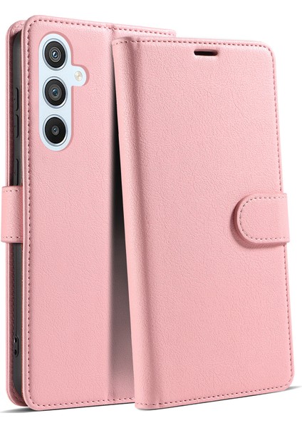 Samsung Galaxy A56 5g Kılıf Manyetik Rfıd Engelleme Deri Telefon Cüzdan Kapağı-Pembe (Yurt Dışından)
