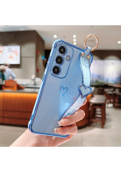 Samsung Galaxy A55 5g Kılıf Elektroliz Kalp Desenli Tpu Telefon Arka Kapak Bileklik Kickstand-Mavi (Yurt Dışından) fırsatları