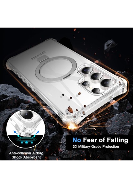 Samsung Galaxy S24 Ultra Kılıf Magsafe Buzlu Anti-Drop Pc+Tpu Telefon Kapağı-Şeffaf ile Uyumlu Küçük Dalgalı Kenar (Yurt Dışından) modelleri