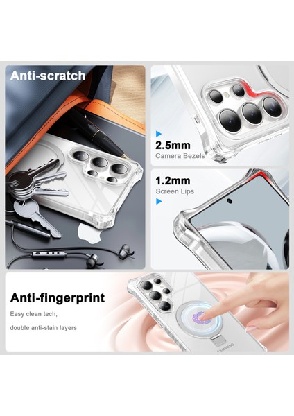 Samsung Galaxy S24 Ultra Kılıf Magsafe Buzlu Anti-Drop Pc+Tpu Telefon Kapağı-Şeffaf ile Uyumlu Küçük Dalgalı Kenar (Yurt Dışından) fırsatları
